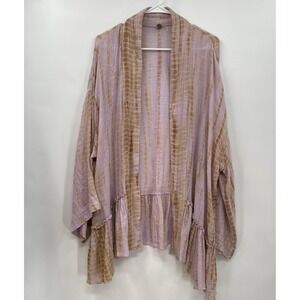 Free People Size XS/S FP One Sasha Tie Dye Kimono Lavender Combo Belted Top -